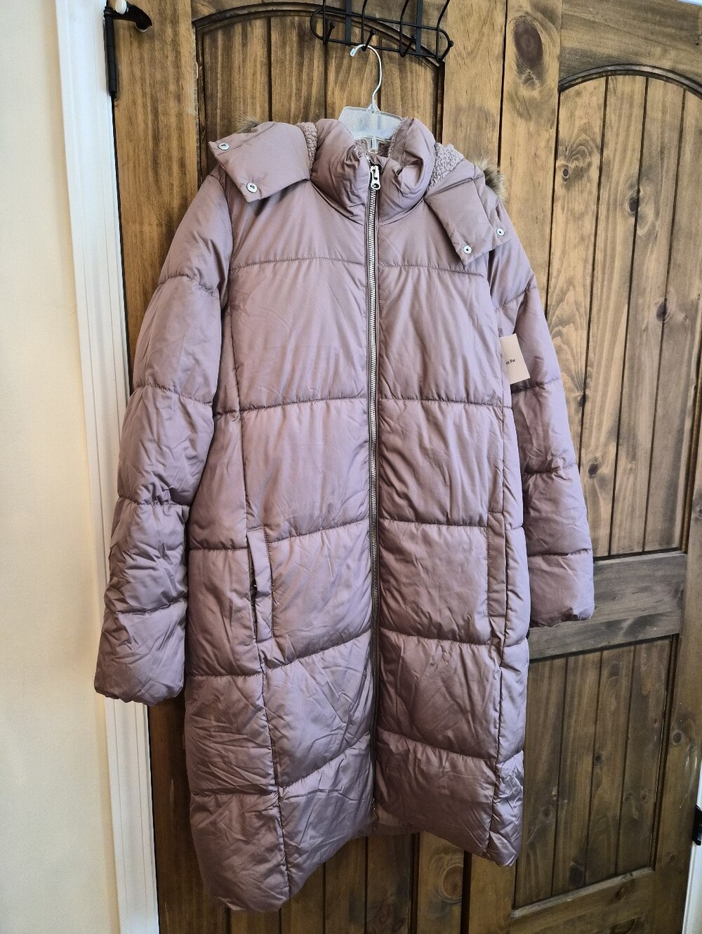 Old Navy Mauve Faux Fur Puffer Coat